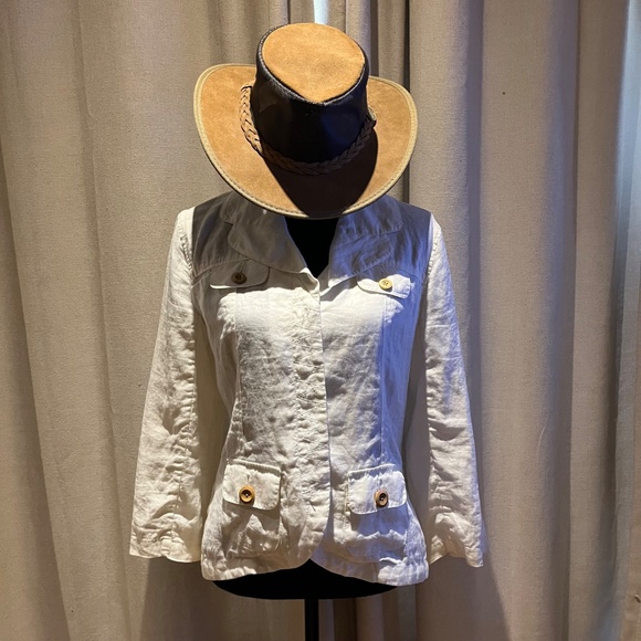 Merona White Linen Blazer Jacket Women’s Small - Picture 2 of 16